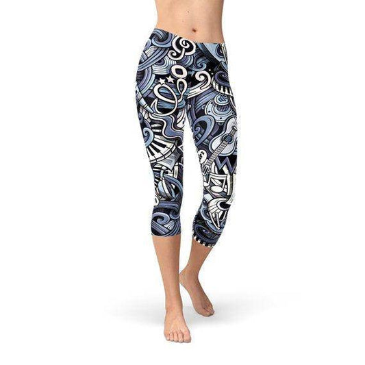 Womens Music Blue Capri Leggings - Which Mark