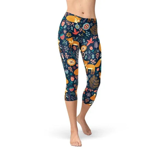 Womens Fox in the Meadows Capri Leggings - Which Mark
