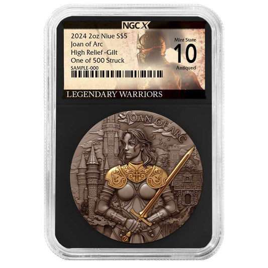2 oz Silver JOAN OF ARC Legendary Warriors Coin NGCX10 2024 Niue - Which Mark