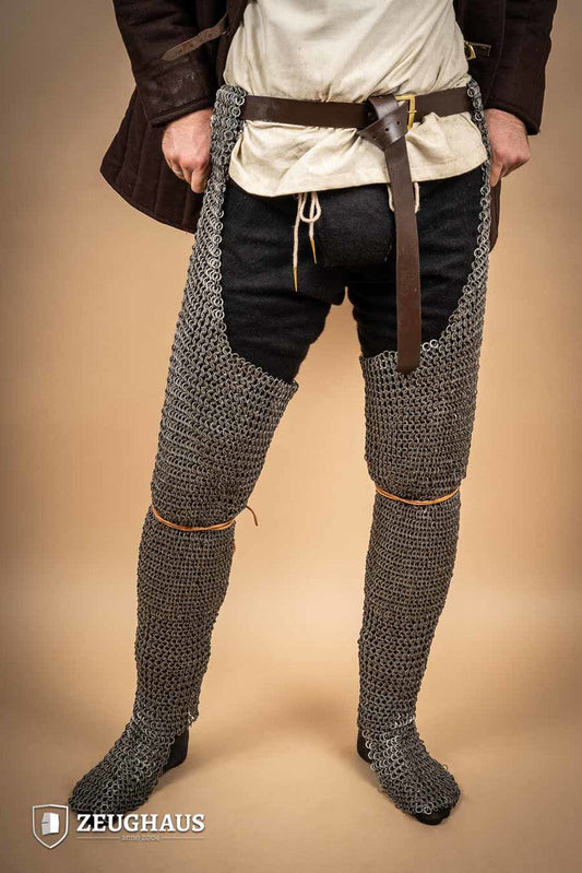 Chainmail Chausses Flatring Wedge Riveted 9mm Steel Oiled - Which Mark