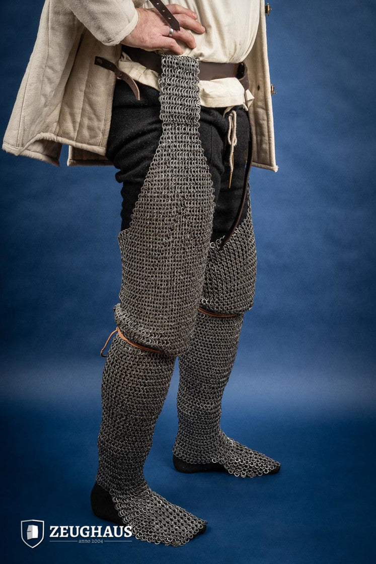 Chainmail Chausses Flatring Riveted 9mm Steel Oiled - Which Mark