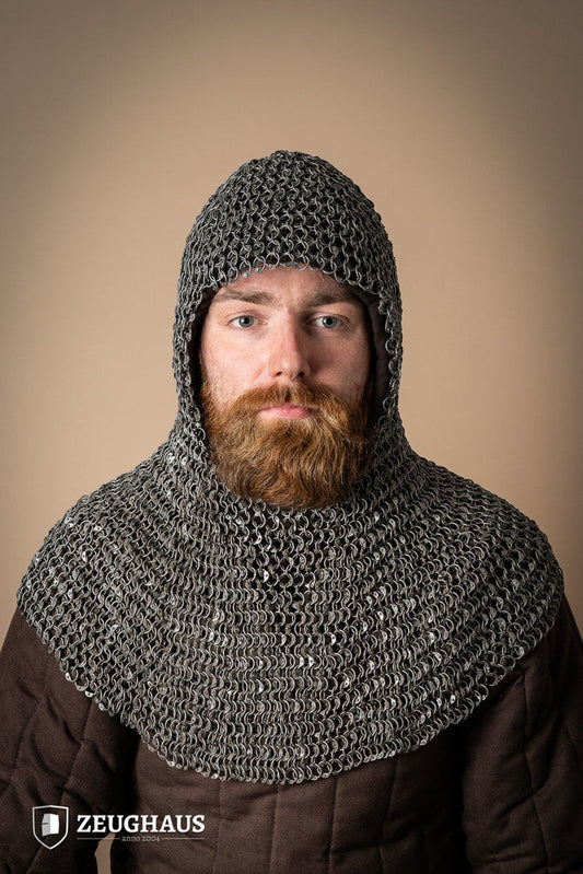 Chainmail Hood Roundring Riveted 10mm Steel Oiled - Which Mark
