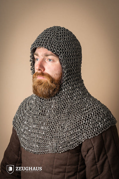 Chainmail Hood Roundring Riveted 10mm Steel Oiled - Which Mark