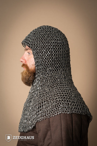 Chainmail Hood Roundring Riveted 10mm Steel Oiled - Which Mark