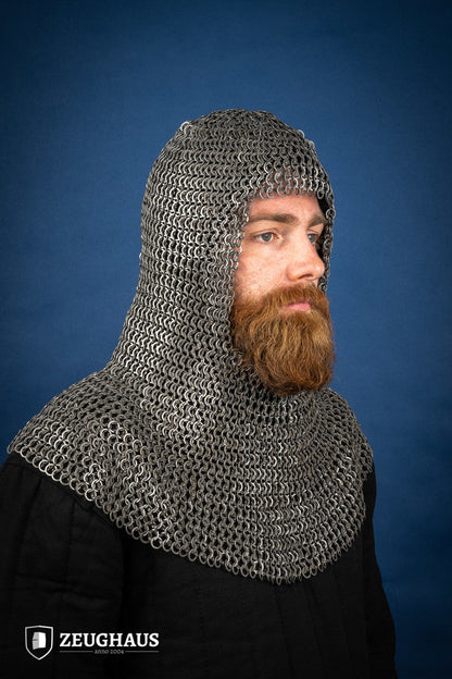 Chainmail Hood Flatring Wedge Riveted 9mm Steel Oiled - Which Mark