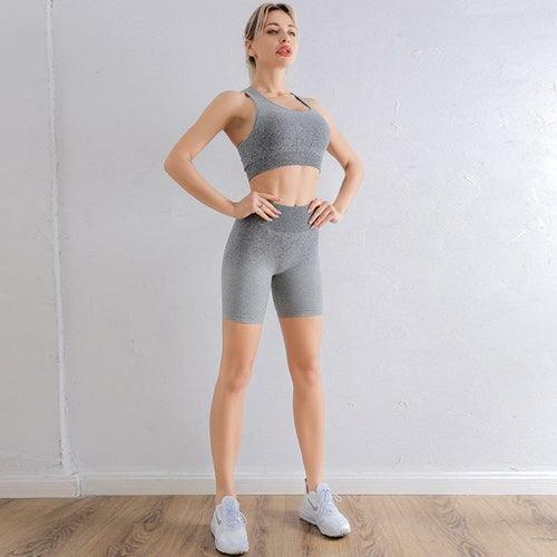 2021 Sports Set Women Gradient Fitness Yoga Tracksuit Gym Jogging - Which Mark