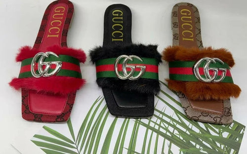 Women's Fashion Fur Slide Sandals - Which Mark