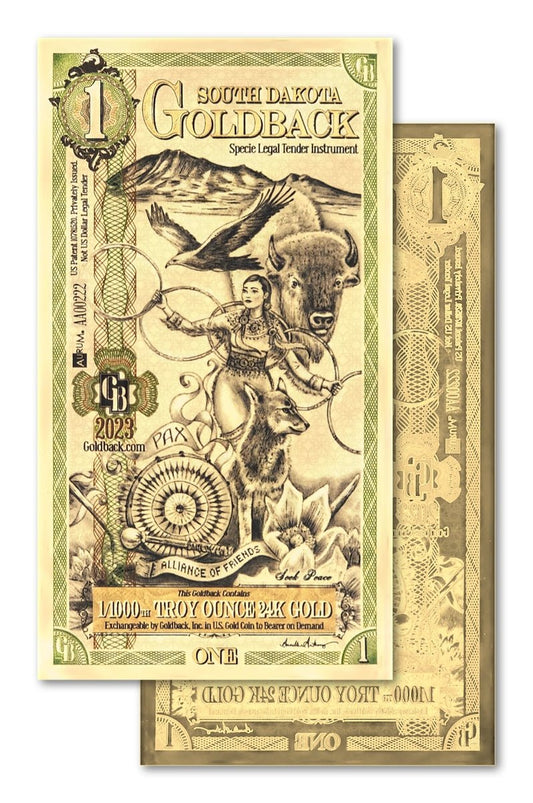 SOUTH DAKOTA Goldback 1 Note Aurum (100 Pack) - 24k Gold Bills Random - Which Mark