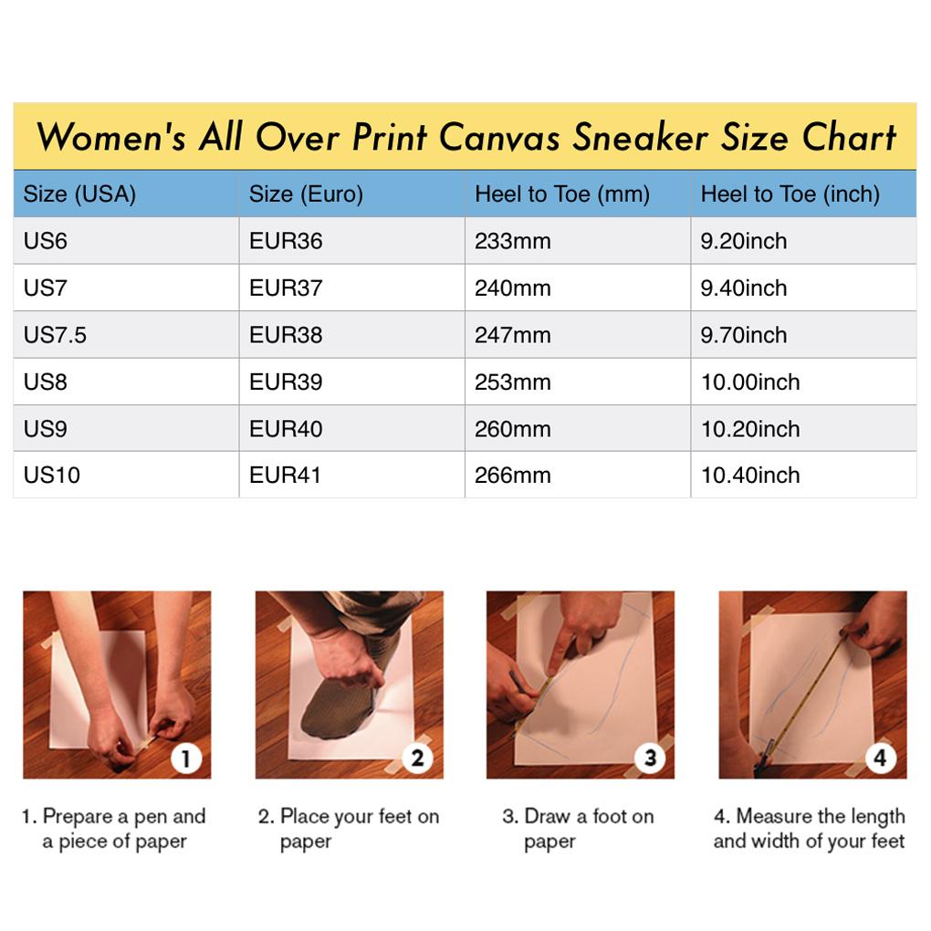 ACCORDING TO PLAN. Women's All Over Print Canvas Sneakers - Which Mark